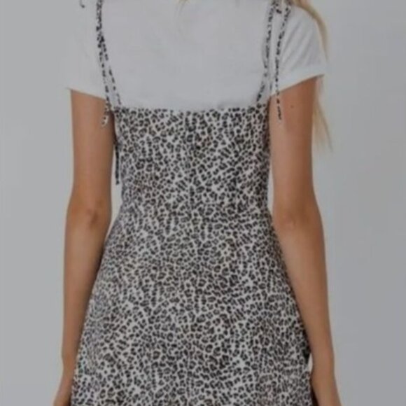 Leopard Cheetah Tie Top Babydoll Skater Chic Girly Classy Trendy Hip Mini Dress - Picture 4 of 6